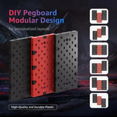 Modular Headphone and Controller Holder for Game, Clamp-On Pegboard, Rotatable Controller Stand with Cable Hooks, Gaming Accessory for Xbox PS5 PS4 Nintendo Switch, 3Pcs Pegboard, Red